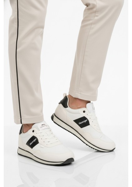 Beyaz Siyah Bağcıklı Cilt Erkek Spor Ayakkabı Offense M