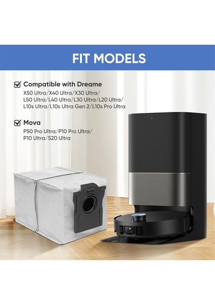 Dreame X50 ULTRA/X40 ULTRA/X30 ULTRA/L50 ULTRA/L10S Ultra Gen 2/robot Süpürge Için 15'li Yedek Vakum Torbası Paketi (Yurt Dışından) modelleri