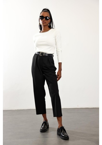 Siyah Yüksek Bel Havuç Pantolon 51207