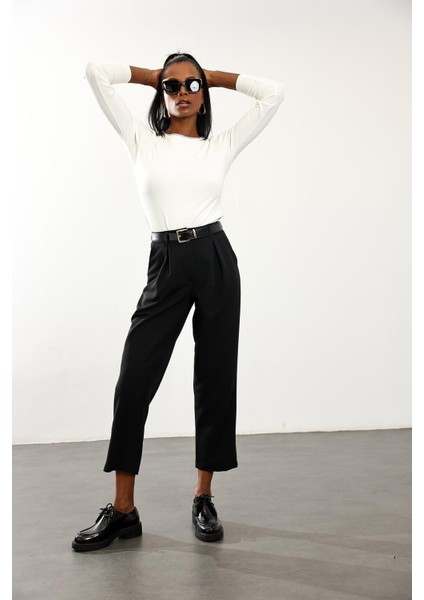 Siyah Yüksek Bel Havuç Pantolon 51207 modelleri