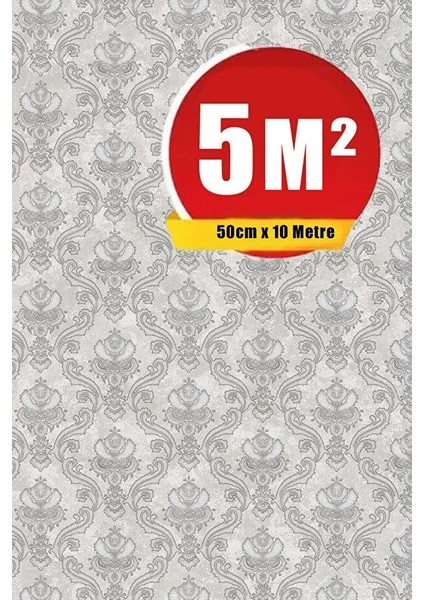 Zümrüt Exclusive 5620 Gri Küçük Damask Desen Duvar Duvar Kağıdı 5m²