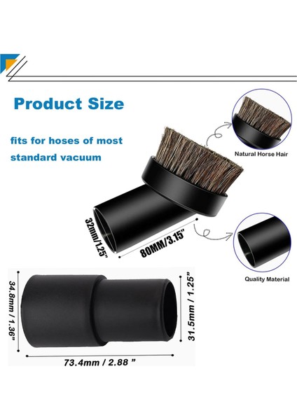 Evrensel Vakum Fırçası Ataşmanı Yuvarlak Toz Fırçası Seti, Vakum Süpürgesi Ataşmanları ve At Kılı Fırçaları Adaptör Aracı (Yurt Dışından) fiyatları