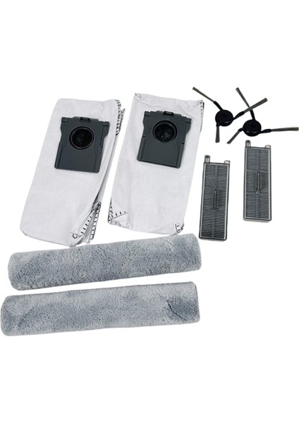 Mova Z5 / Z5 Pro / Z50 Ultra Vakum Parçaları Için 8 Adet Yedek Parça Yan Fırça Filtresi Toz Torbası Paletli Paspas Bezi (Yurt Dışından)