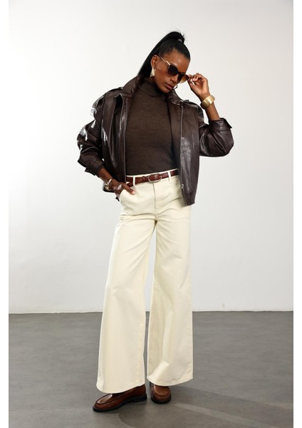 Kahverengi Deri Bomber Ceket 0618 fiyatları