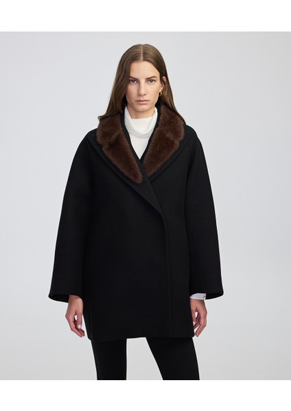 Kontrast Yakalı Manteco Yünlü Kaban IW6250008049001