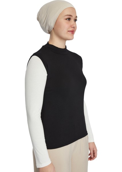 Manolyaşal Kolsuz Balıkçı Yakalı Organik Kadın Body - Siyah - L-XL fiyatları