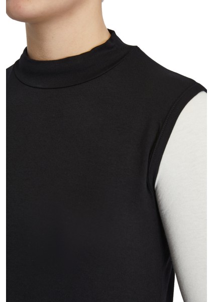 Manolyaşal Kolsuz Balıkçı Yakalı Organik Kadın Body - Siyah - L-XL fırsatları