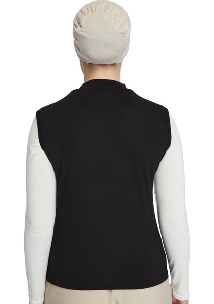 Manolyaşal Kolsuz Balıkçı Yakalı Organik Kadın Body - Siyah - L-XL indirimleri