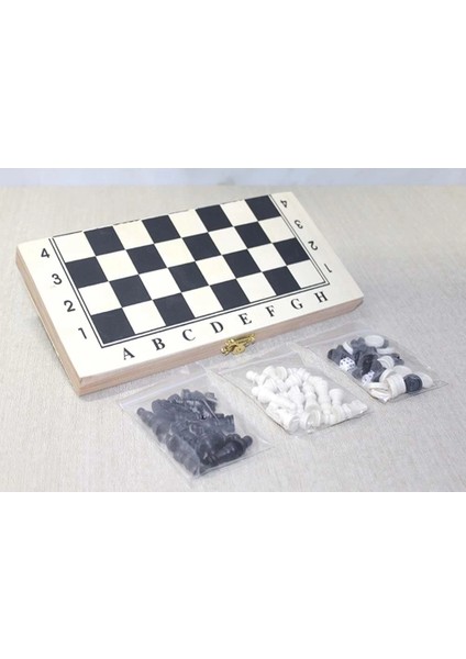 Ahşap Kutulu Satranç ve Tavla Seti