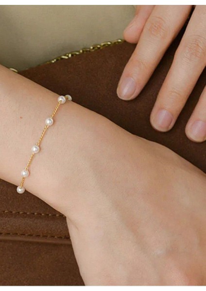 Incili Zincir Kadın Bileklik