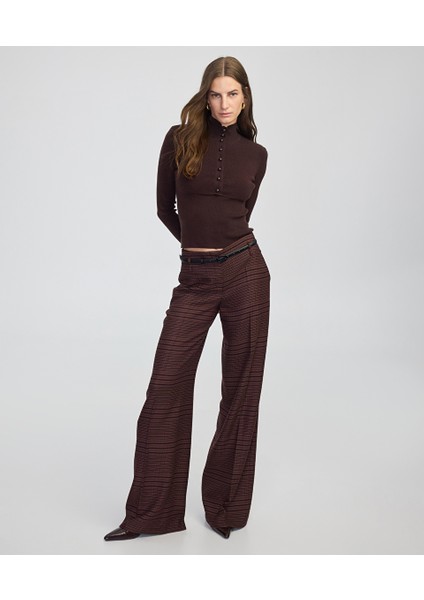 Ekose Desen Wide Leg Fit Pantolon IW6250003197074 fiyatları