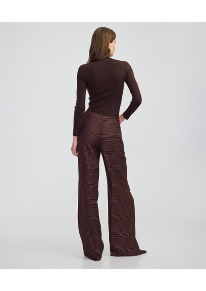 Ekose Desen Wide Leg Fit Pantolon IW6250003197074 fırsatları