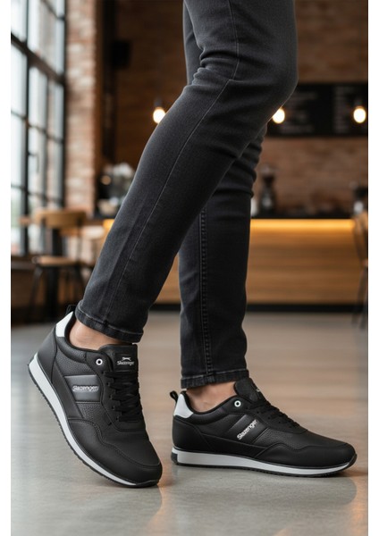 Siyah Beyaz Bağcıklı Cilt Erkek Spor Ayakkabı Offense M modelleri