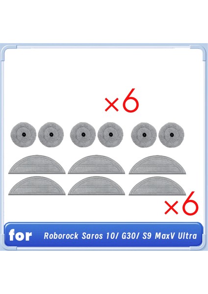 Roborock Saros 10 / G30 / S9 Maxv Ultra Elektrikli Süpürge Parçaları Için 12 Adet Yıkanabilir Paspas Pedi Yedek Parçası (Yurt Dışından)