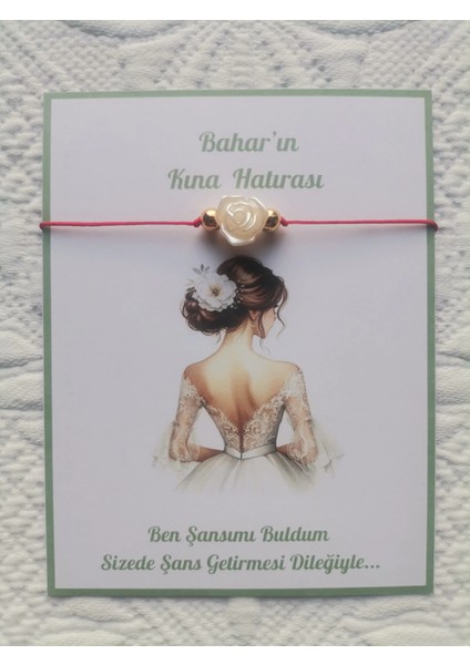 48 Adet Kişiye Özel Gül Inci Model Düğün Nikah Nişan Söz Kına Hatırası Dağıtmalık Hediyelik Bileklik