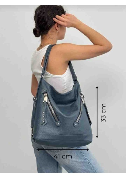 Eflanmoda Yumuşak Deri Kadın El Omuz ve Sırt Çantası