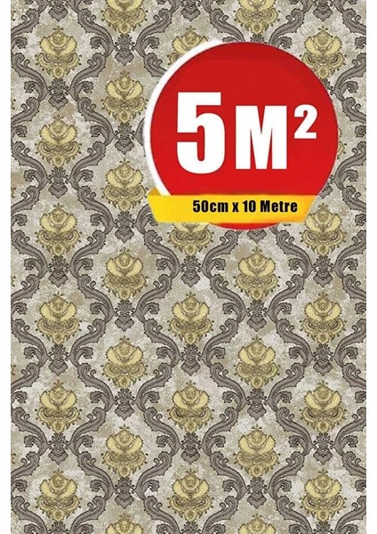 Zümrüt Exclusive 5625 Krem Kahve Küçük Damask Desen Duvar Duvar Kağıdı 5m²