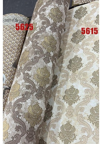Zümrüt Exclusive 5625 Krem Kahve Küçük Damask Desen Duvar Duvar Kağıdı 5m²
