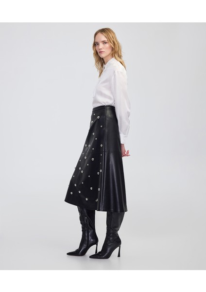 Metal Aksesuarlı Deri Görünümlü Etek IW6250004127001 fiyatları