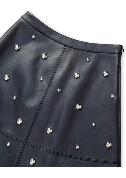 Metal Aksesuarlı Deri Görünümlü Etek IW6250004127001 indirimleri