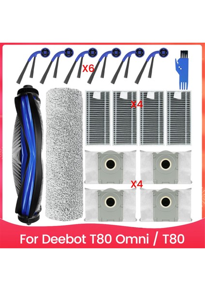 Ecovacs Deebot T80 Omni / T80 Robot Süpürge Ana Yan Fırça Hepa Filtre Silindiri Paspas Toz Torbaları Aksesuarları (Yurt Dışından)