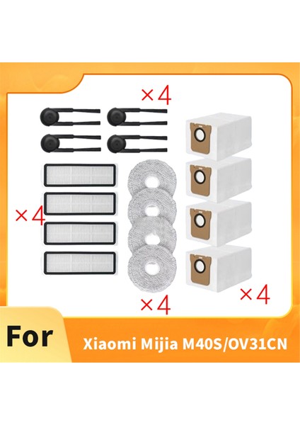 Xiaomi Mijia M40S/OV31CN Süpürge Makinesi Aksesuarları Için 16 Adet Ana Yan Fırça Paspas Filtre Toz Torbaları (Yurt Dışından) fiyatları