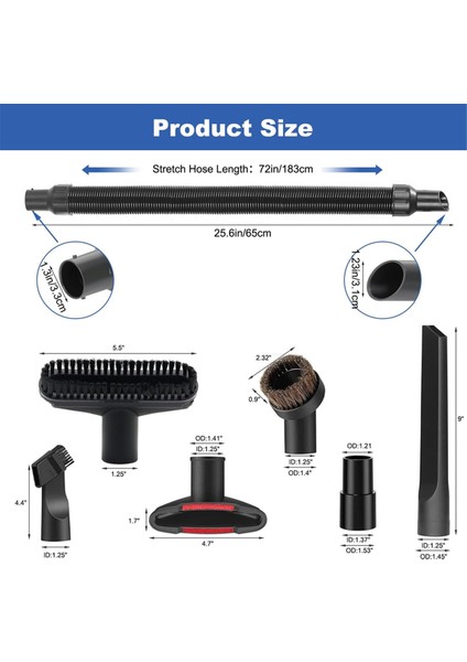 Dewalt DCV580, DCV580H, DCV581H Islak/kuru Süpürge Için 5140128-68 Yedek Süpürge Hortumu ile 7 Parça Süpürge Bağlantı Seti (Yurt Dışından) fırsatları