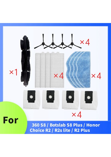 360 S8 / Botslab S8 Plus / Honor Choice R2 / R2S Lite / R2 Plus Süpürme Makinesi Aksesuarları Için 17 Adet (Yurt Dışından) fiyatları