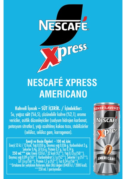 Nescafé Xpress Americano Soğuk Kahve 250ML X12 fiyatları