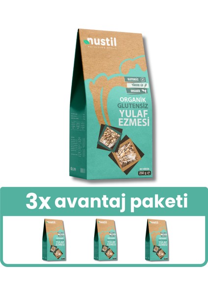 Nustil Organik Glutensiz Yulaf Ezmesi 250 gr x 3