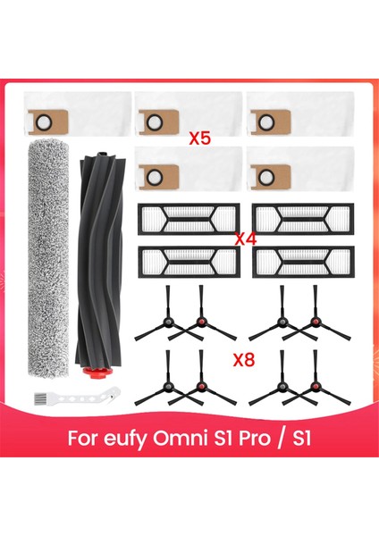 Eufy Robot Vakum Omni S1 Pro / S1 Parça Aksesuarları Ana Yan Fırça Hepa Filtre Paspas Bezi Toz Torbası Değişimi (Yurt Dışından)