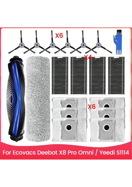 Ecovacs Deebot X8 Pro Omni Için 19 Parça Fırça Toz Torbası ve Filtre Seti Yeedi S1 4 Elektrikli Süpürge Yedek Parçaları (Yurt Dışından)
