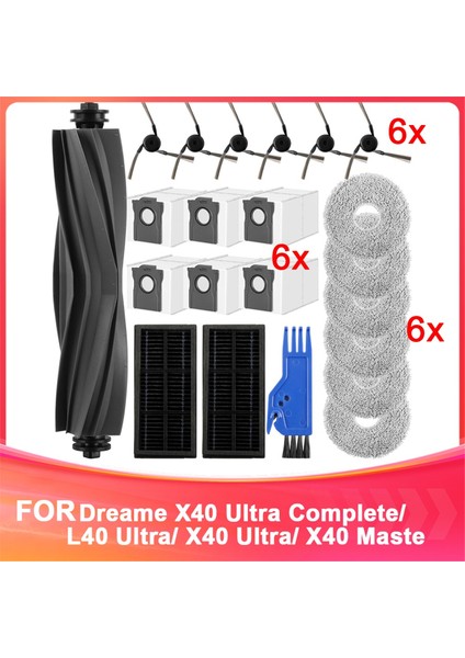 Dreame X40 Ultra COMPLETE/L40 ULTRA/X40 ULTRA/X40 Master Vakum Robotu Aksesuarları, Ana Fırça, Toz Torbaları, Mendiller, Filtreler (Yurt Dışından)