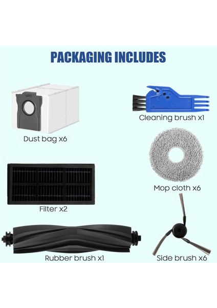 Dreame X40 Ultra COMPLETE/L40 ULTRA/X40 ULTRA/X40 Master Vakum Robotu Aksesuarları, Ana Fırça, Toz Torbaları, Mendiller, Filtreler (Yurt Dışından) modelleri
