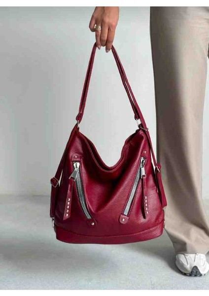 Eflanmoda Yumuşak Deri Kadın El Omuz ve Sırt Çantası