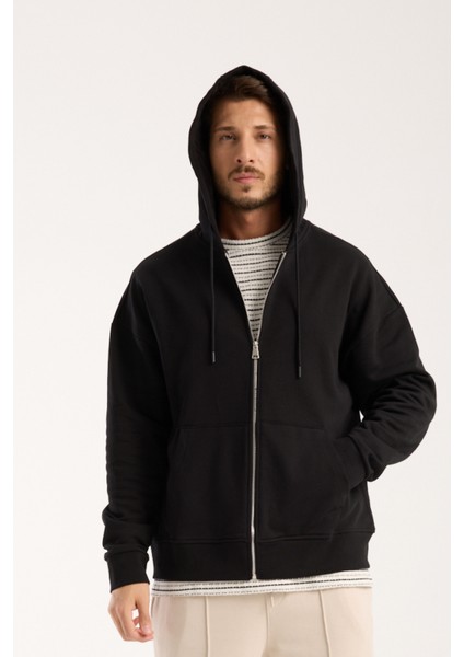 %100 Pamuk Erkek Oversize Fermuarlı Kapüşonlu Sweatshirt | Bol Kesim Hoodie modelleri