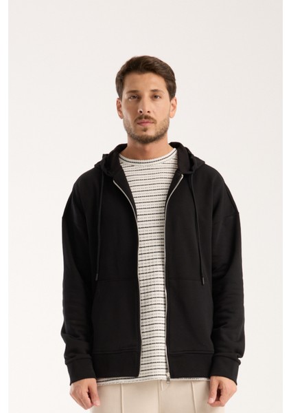 %100 Pamuk Erkek Oversize Fermuarlı Kapüşonlu Sweatshirt | Bol Kesim Hoodie fırsatları