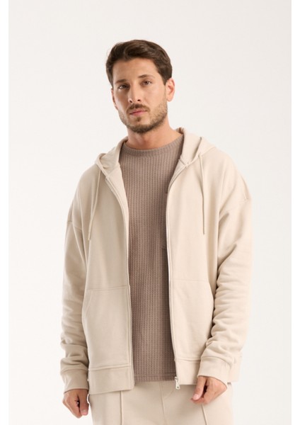 %100 Pamuk Erkek Oversize Fermuarlı Kapüşonlu Sweatshirt | Bol Kesim Hoodie fırsatları