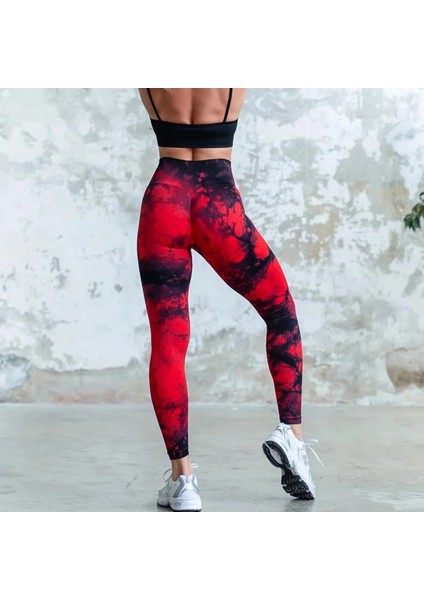 Seamless/dikişsiz Büzgülü Dikişsiz Batik Tayt Kırmızı