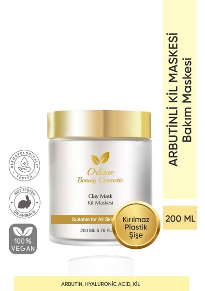 Kil Maskesi Arbutin ve Hyaluronik Asit Içeren Arındırıcı & Cilt Yenileyici Maske 200 ml