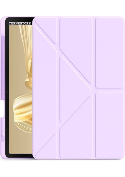 Huawei Matepad Pro 12.2" Kılıf Katlanır Kalem Bölmeli Silikon Standlı Uyku Modlu Akıllı Kapak