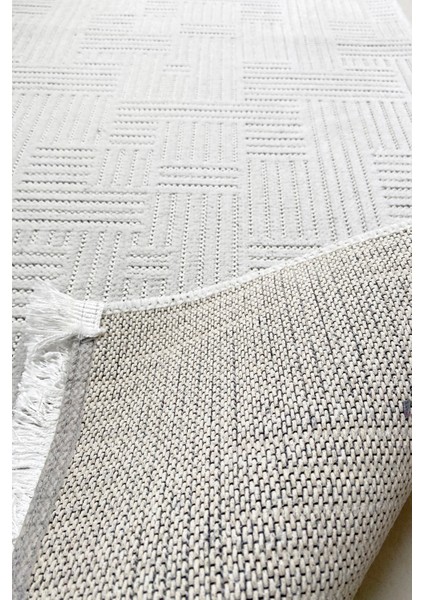 Premium Şönil Dokuma Halı Salon - Mutfak - Yatak Odası Halı ve Yolluk-Beyaz