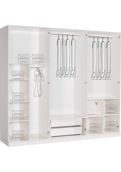 Ada 6 Kapaklı Aynalı Gardırop