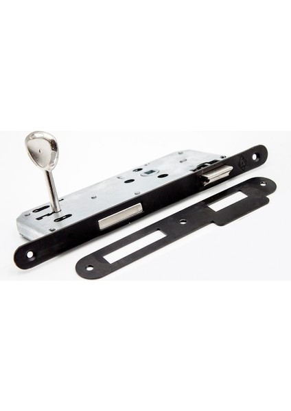Stilo Siyah Kare Rozetli Oda Kapı Kolu ve 45X18MM Siyah Oda Gömme Kilit Set