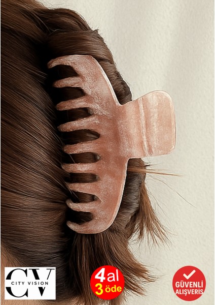 Simli Pudra Pembe Renk Tırmık Model Mandal Toka 11 cm - Şık ve Dayanıklı