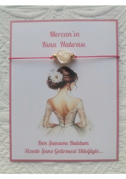 100 Adet Kişiye Özel Gül Inci Model Düğün Nikah Nişan Söz Kına Hatırası Dağıtmalık Hediyelik Bileklik