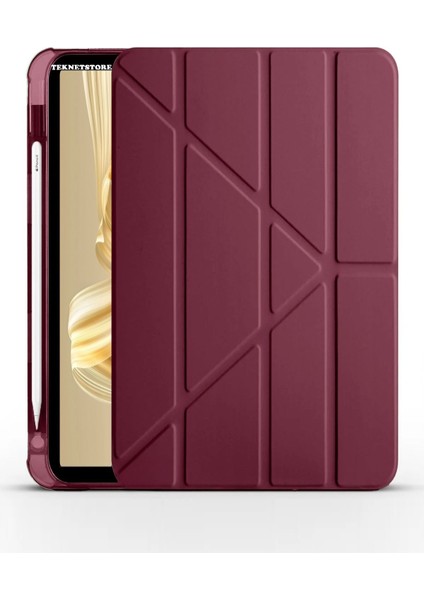 Huawei Matepad Pro 12.2" Kılıf Katlanır Kalem Bölmeli Silikon Standlı Uyku Modlu Akıllı Kapak