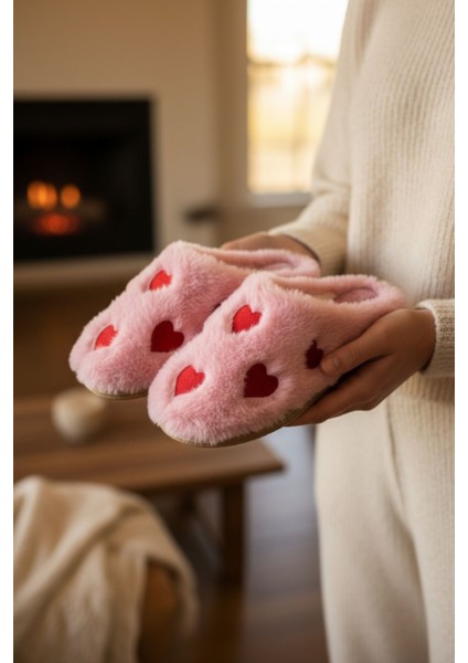 Kadın Günlük Terlik Peluş Içi Yünlü Kürklü Terlik Misafir Çeyiz Bohça Gelin Ev Terliği