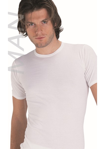 Erkek Beyaz Ribana Yarım Kol Atlet % 100 Pamuklu Fanila 3’lü Paket 113-3B