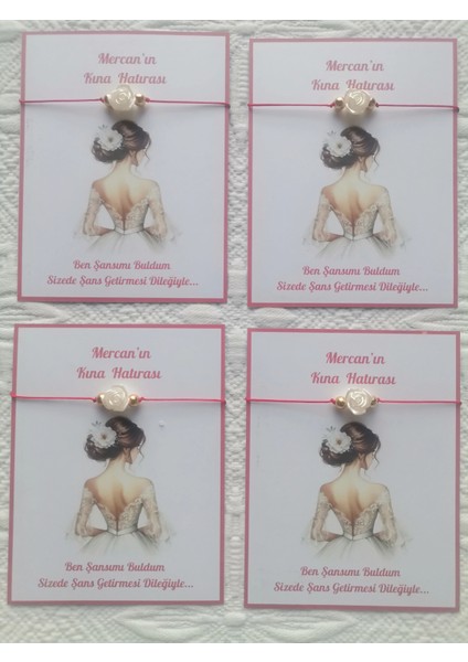 100 Adet Kişiye Özel Gül Inci Model Düğün Nikah Nişan Söz Kına Hatırası Dağıtmalık Hediyelik Bileklik fırsatları